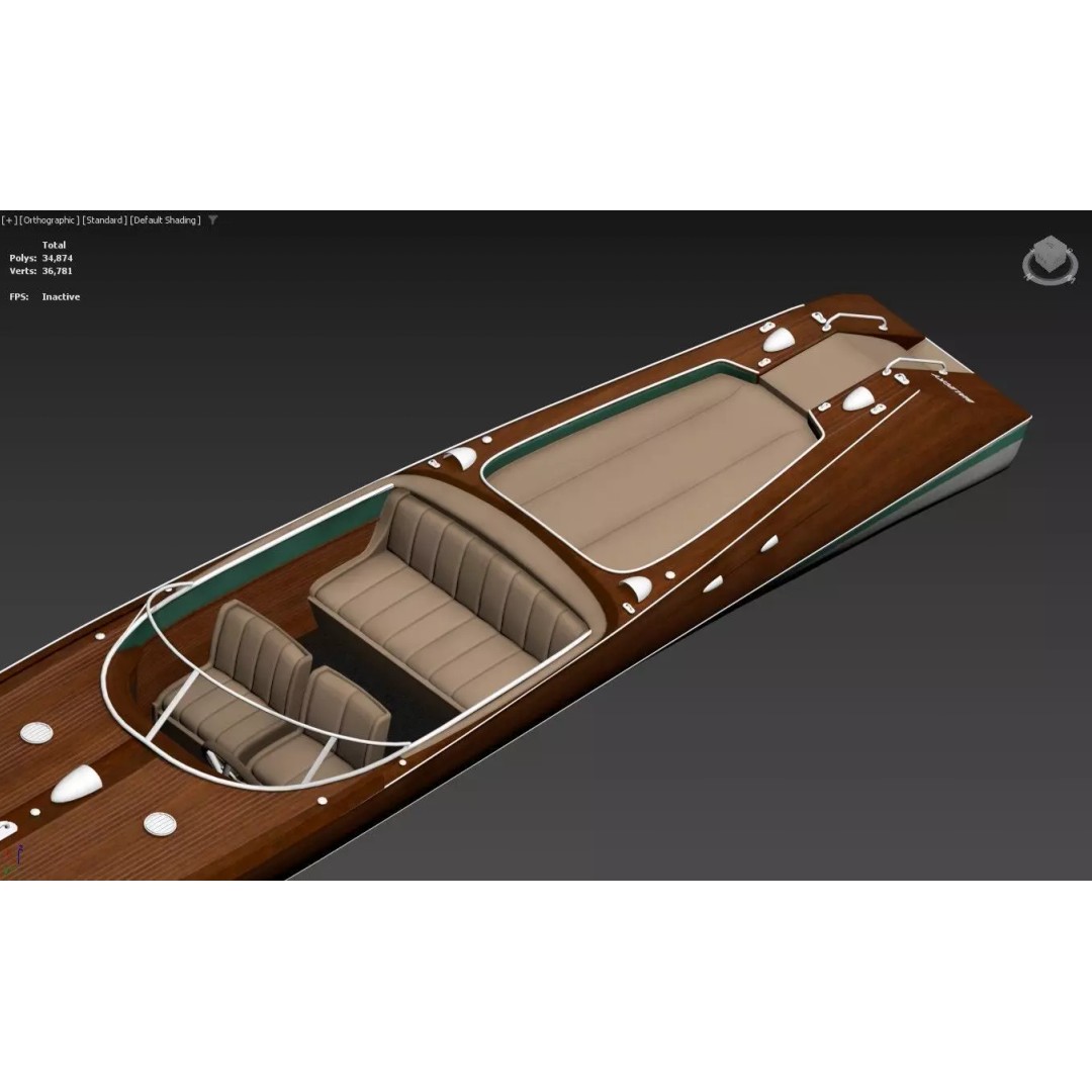 Classic Wooden Runabout Speedboat 3D Model – PBR Game-Ready Asset, FBX - View 12