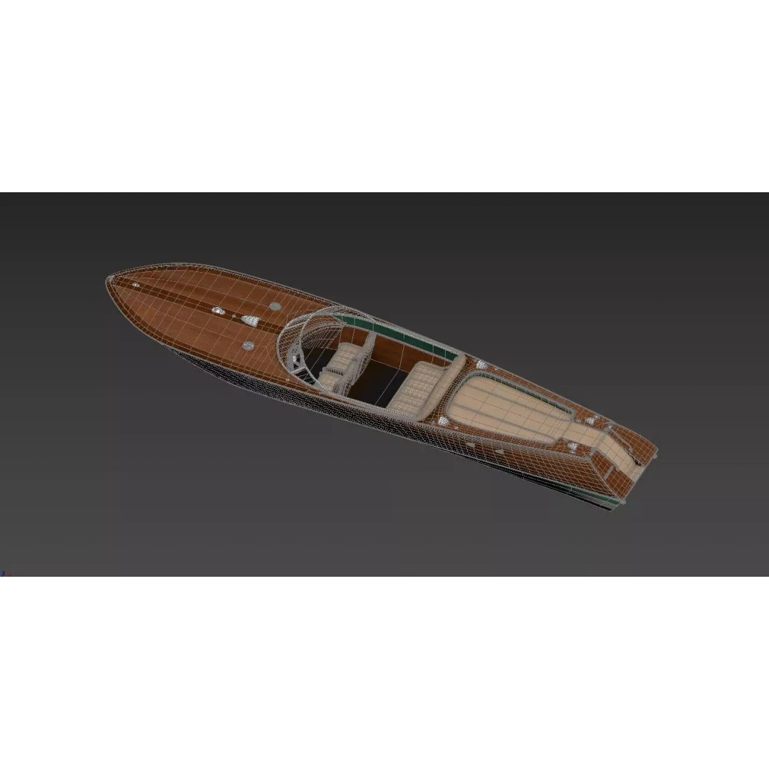 Classic Wooden Runabout Speedboat 3D Model – PBR Game-Ready Asset, FBX - View 4