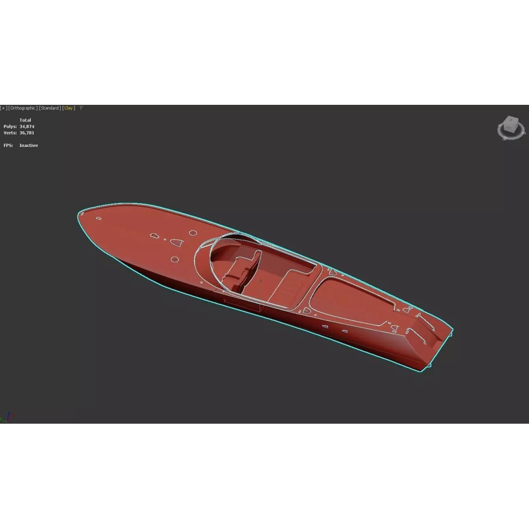 Classic Wooden Runabout Speedboat 3D Model – PBR Game-Ready Asset, FBX - View 6