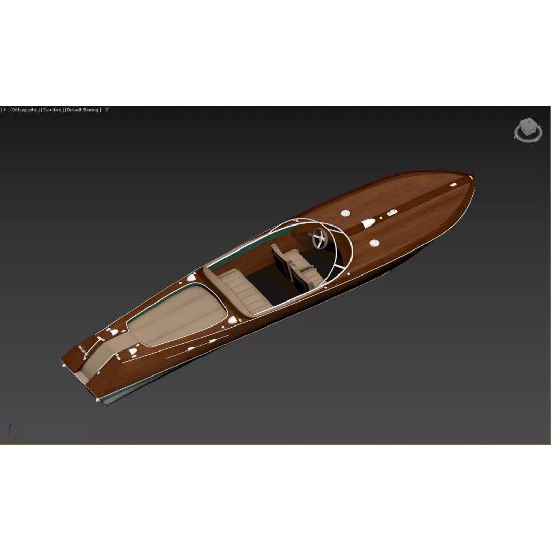 Classic Wooden Runabout Speedboat 3D Model – PBR Game-Ready Asset, FBX - View 7