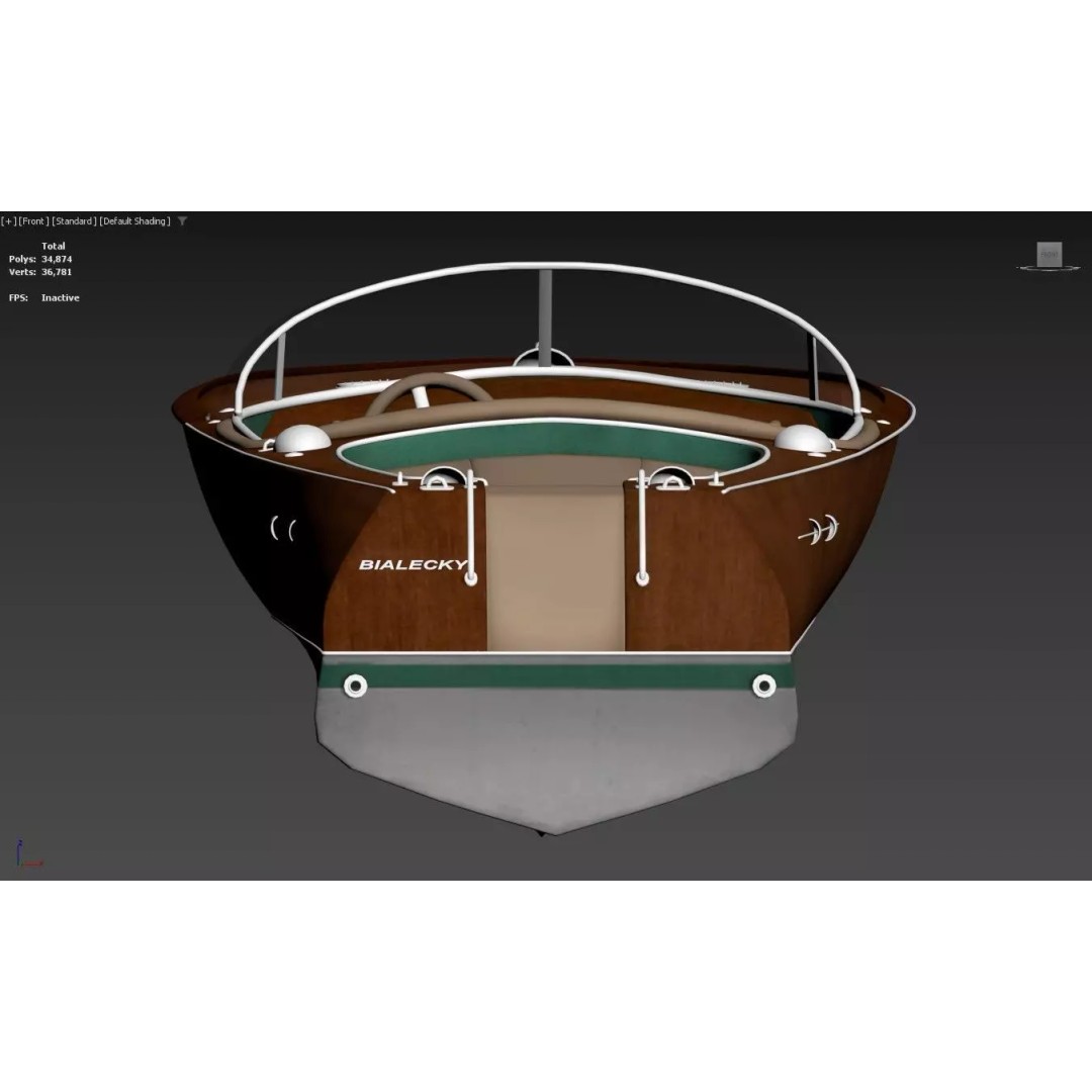 Classic Wooden Runabout Speedboat 3D Model – PBR Game-Ready Asset, FBX - View 8
