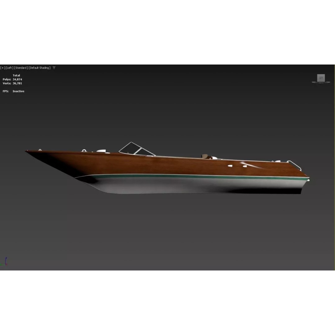 Classic Wooden Runabout Speedboat 3D Model – PBR Game-Ready Asset, FBX - View 9