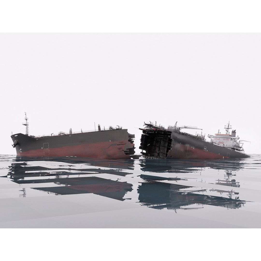 Shipwreck Oil Tanker 3D Model – Detailed PBR Asset, FBX, OBJ