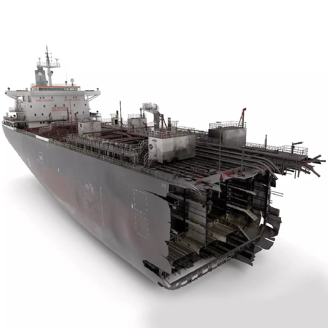 Shipwreck Oil Tanker 3D Model – Detailed PBR Asset, FBX, OBJ - View 2