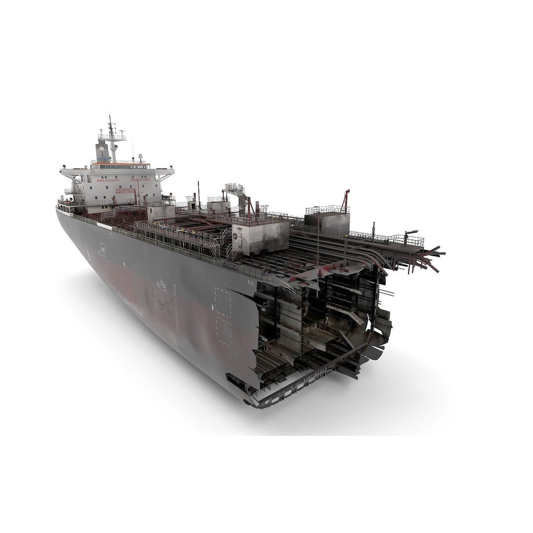 Shipwreck Oil Tanker 3D Model – Detailed PBR Asset, FBX, OBJ - View 7