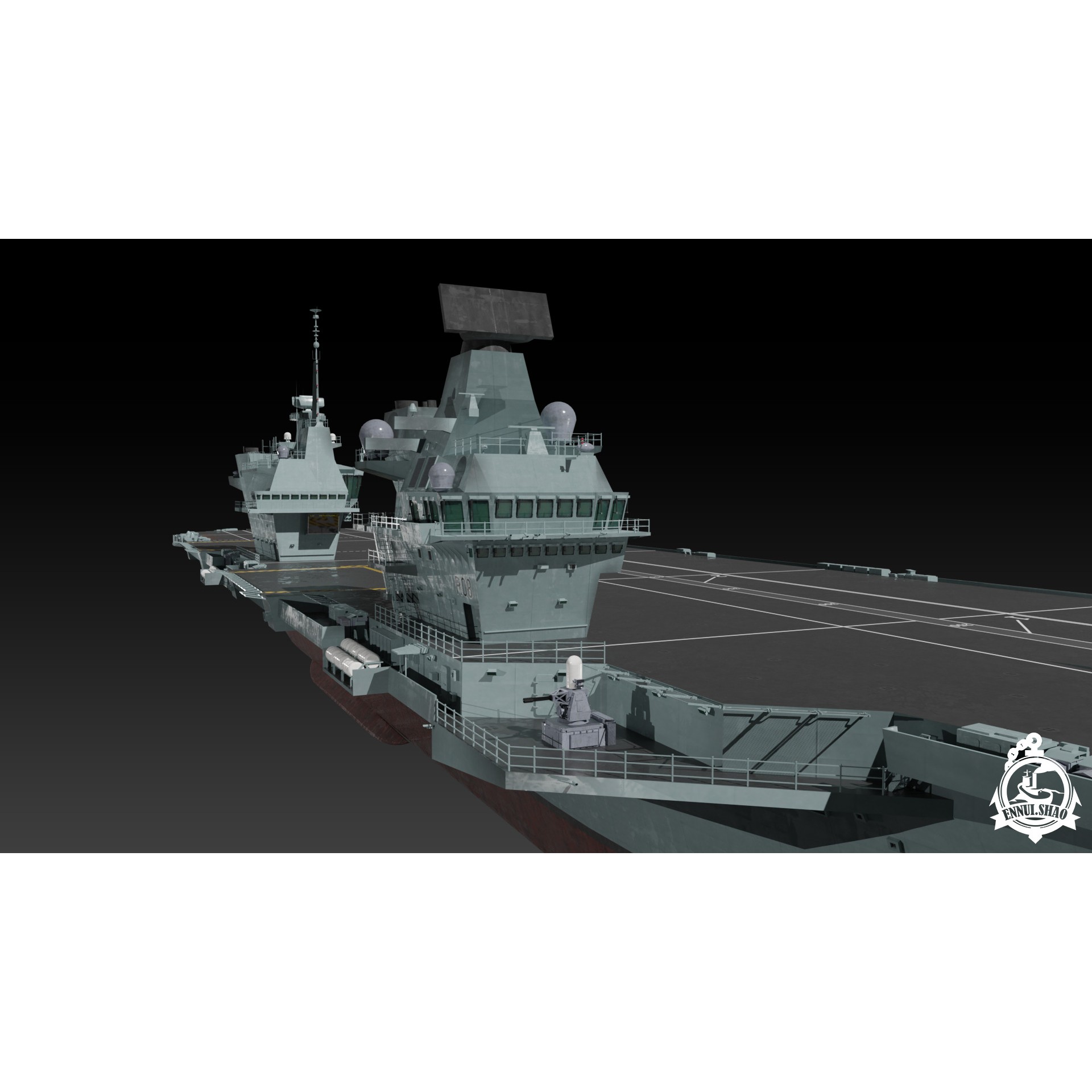 HMS Queen Elizabeth - Low-Poly Game-Ready 3D Model - View 10