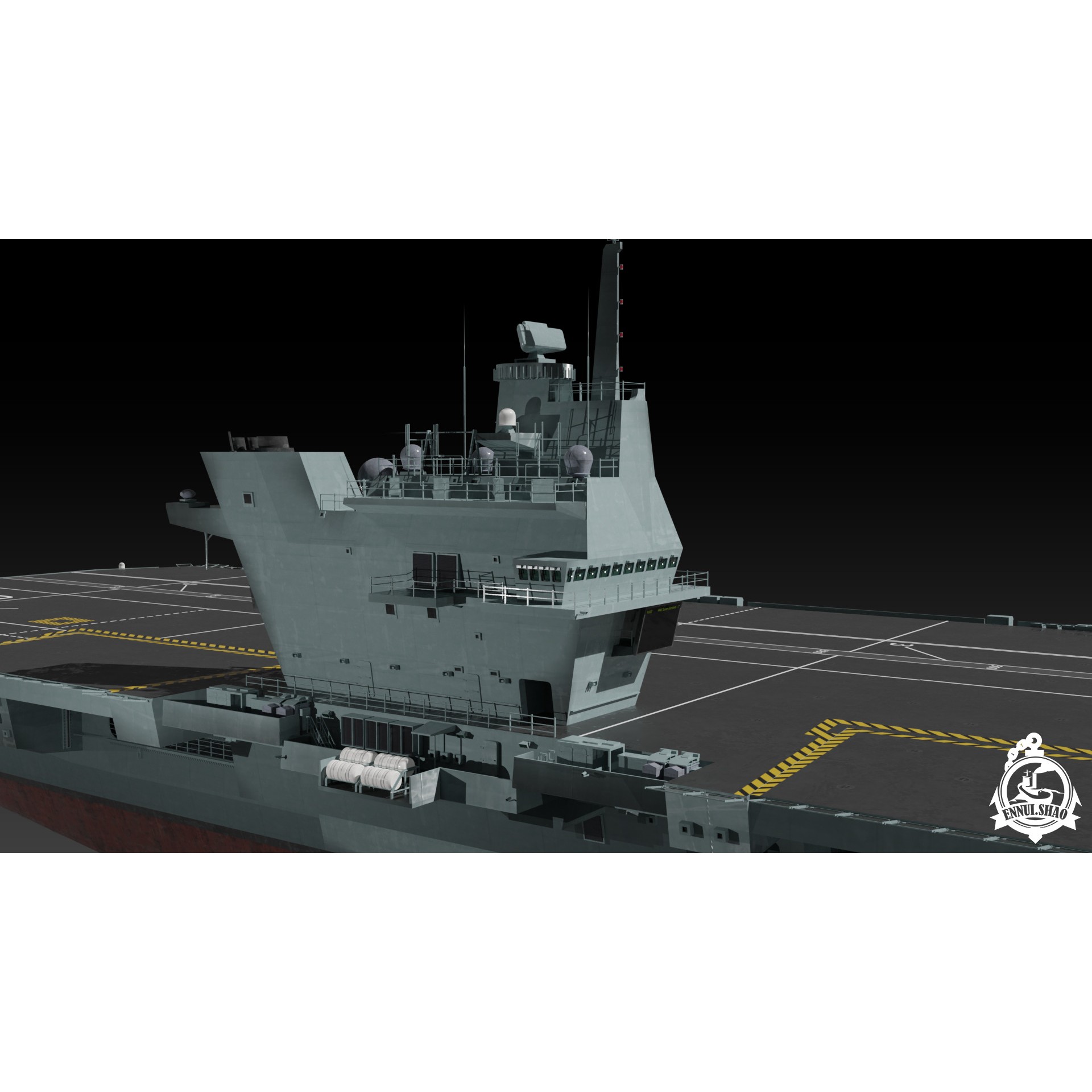 HMS Queen Elizabeth - Low-Poly Game-Ready 3D Model - View 12