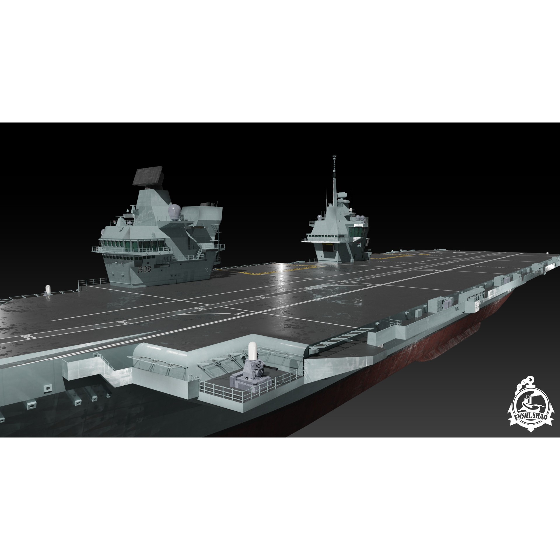 HMS Queen Elizabeth - Low-Poly Game-Ready 3D Model - View 17