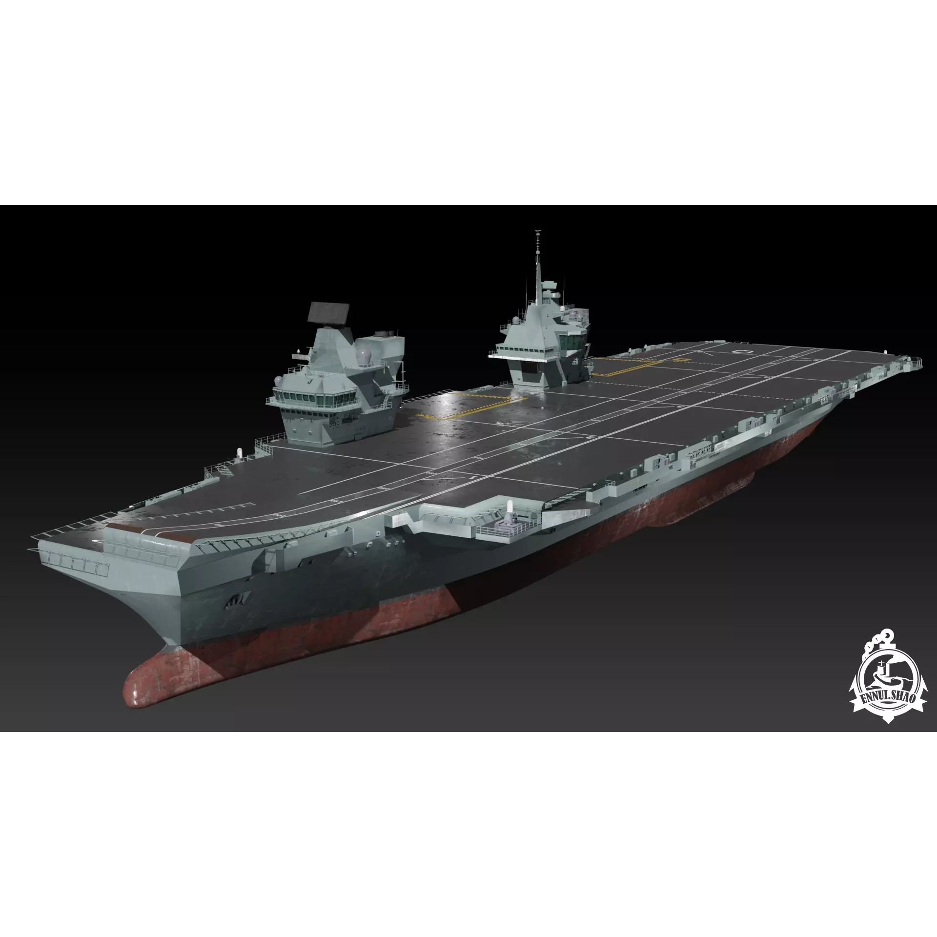 HMS Queen Elizabeth - Low-Poly Game-Ready 3D Model - View 2