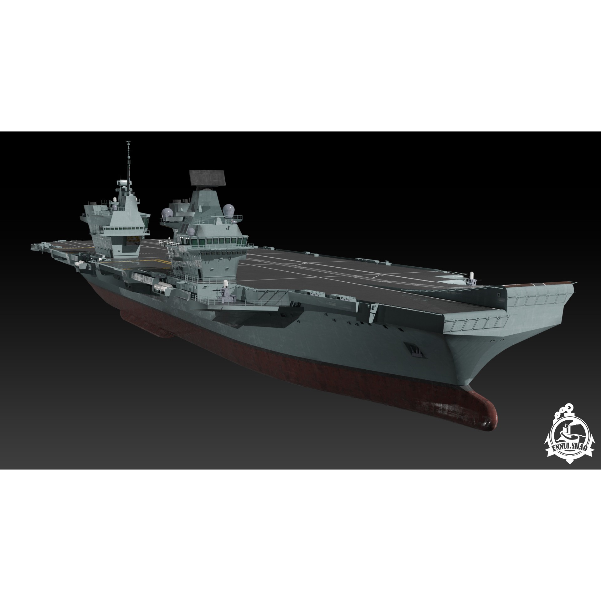 HMS Queen Elizabeth - Low-Poly Game-Ready 3D Model - View 3