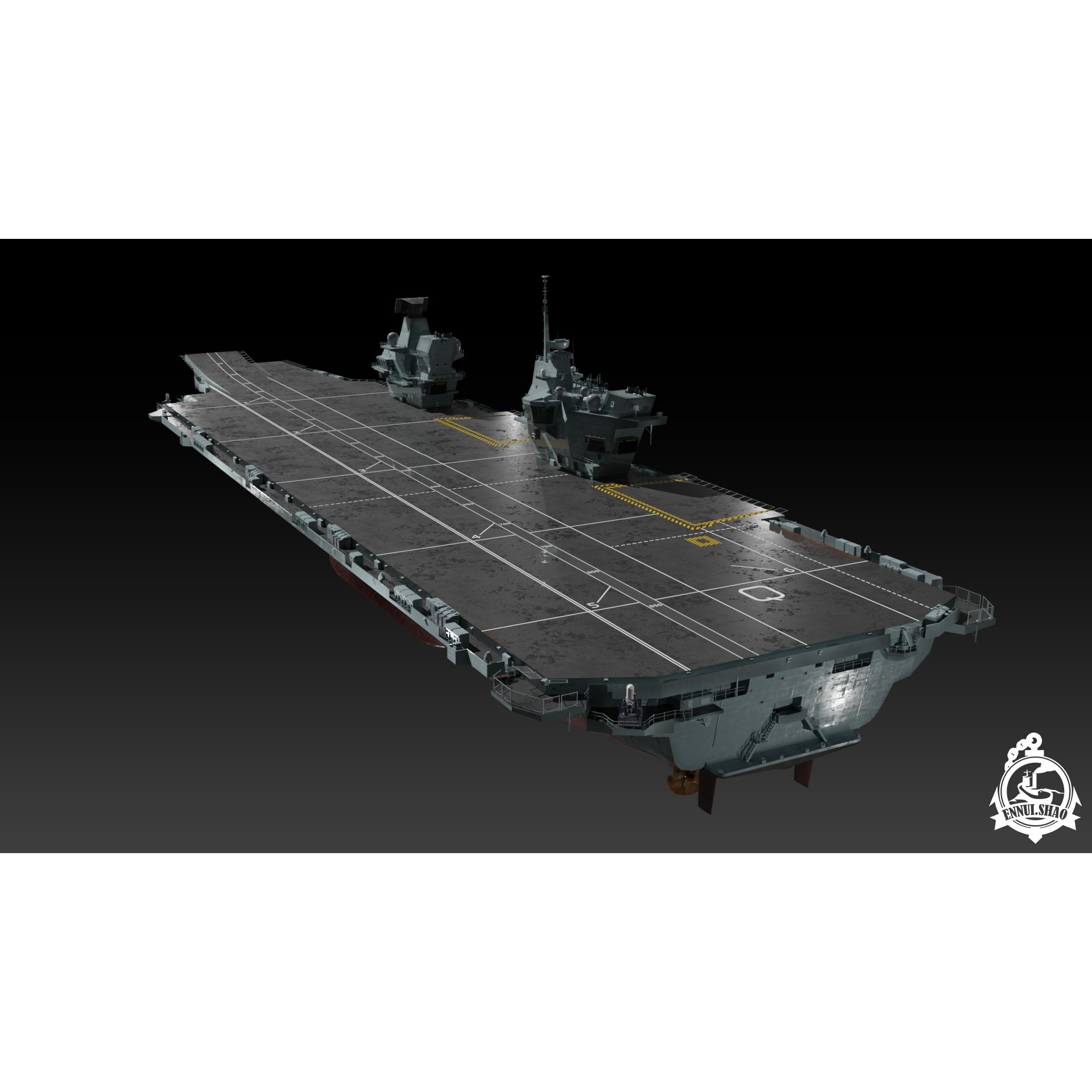 HMS Queen Elizabeth - Low-Poly Game-Ready 3D Model - View 6
