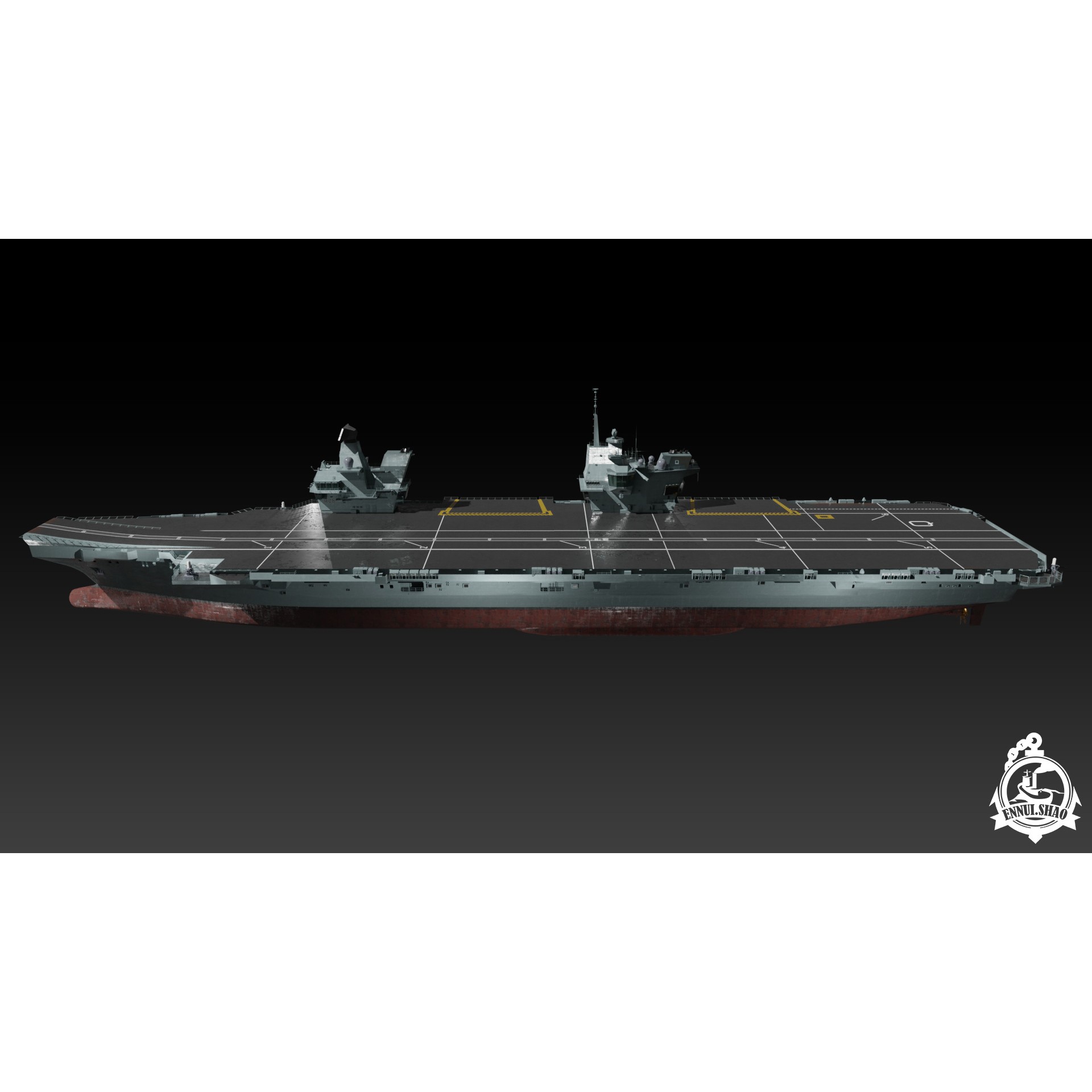 HMS Queen Elizabeth - Low-Poly Game-Ready 3D Model - View 7