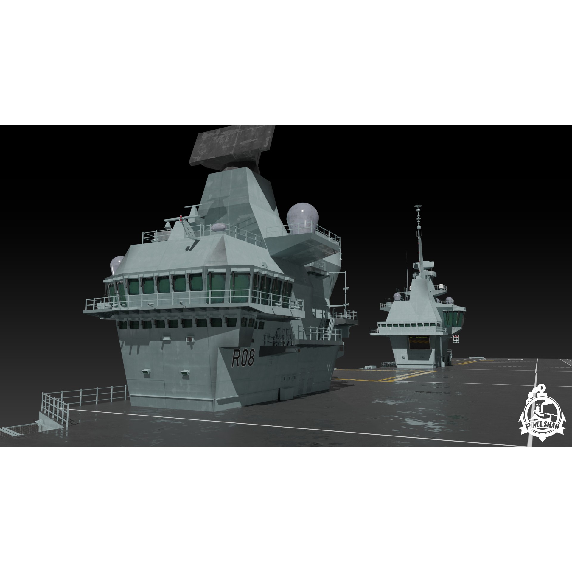 HMS Queen Elizabeth - Low-Poly Game-Ready 3D Model - View 9