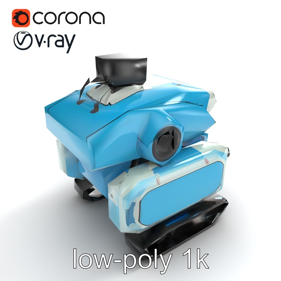 Underwater Maintenance Droid 3D Model – Low Poly Game Asset, FBX - View 10