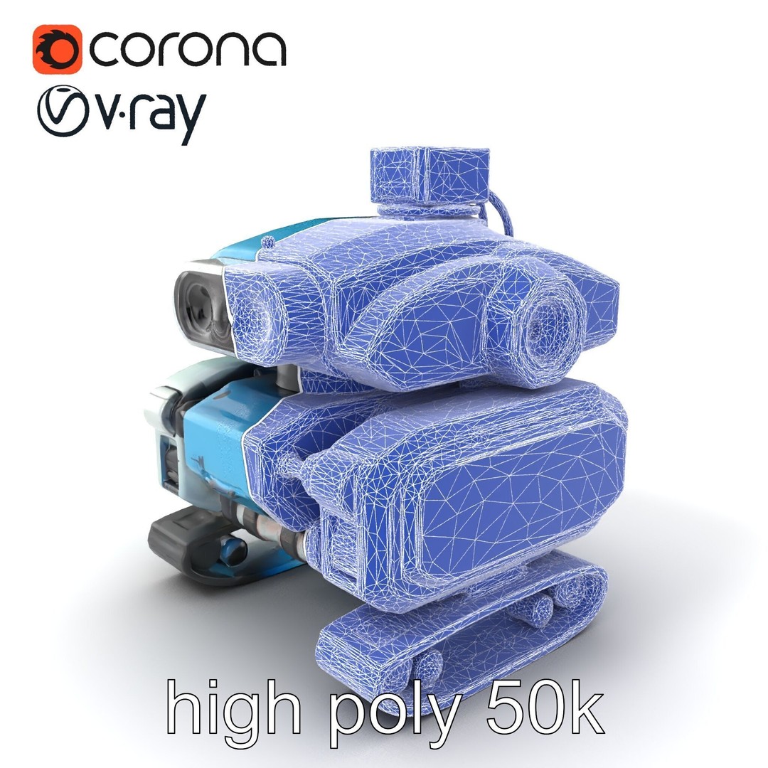 Underwater Maintenance Droid 3D Model – Low Poly Game Asset, FBX - View 11