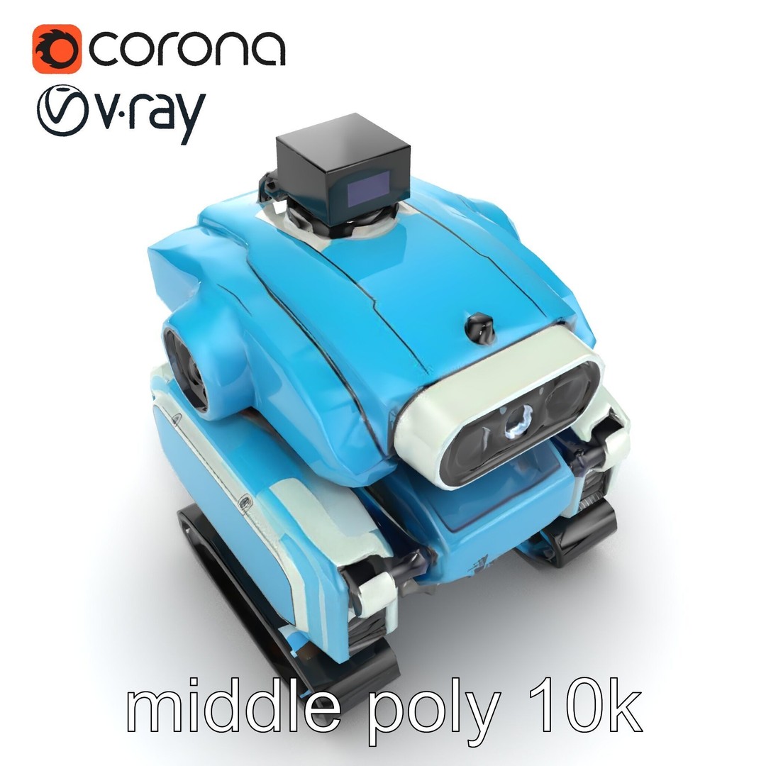 Underwater Maintenance Droid 3D Model – Low Poly Game Asset, FBX - View 12