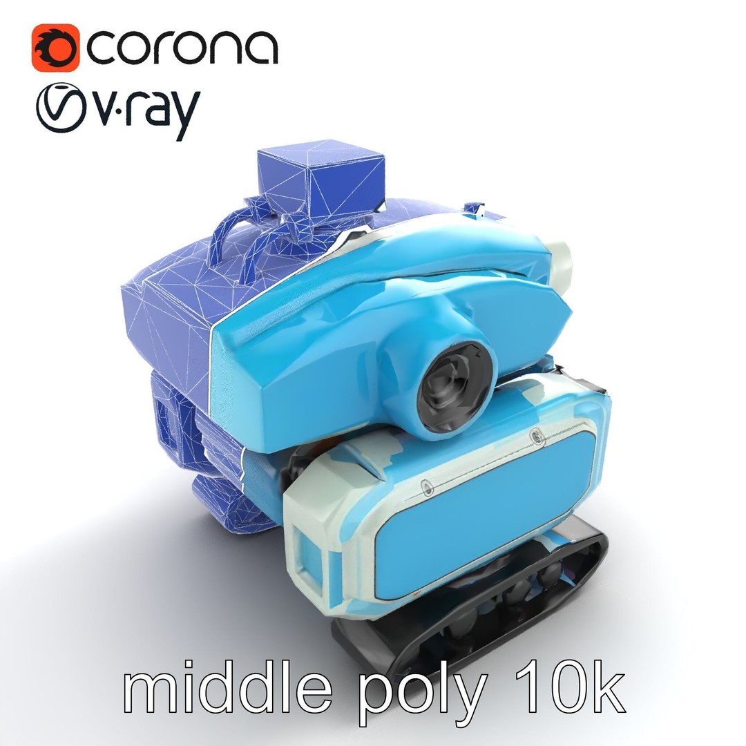 Underwater Maintenance Droid 3D Model – Low Poly Game Asset, FBX - View 13