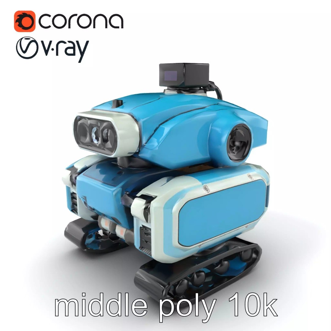 Underwater Maintenance Droid 3D Model – Low Poly Game Asset, FBX - View 2