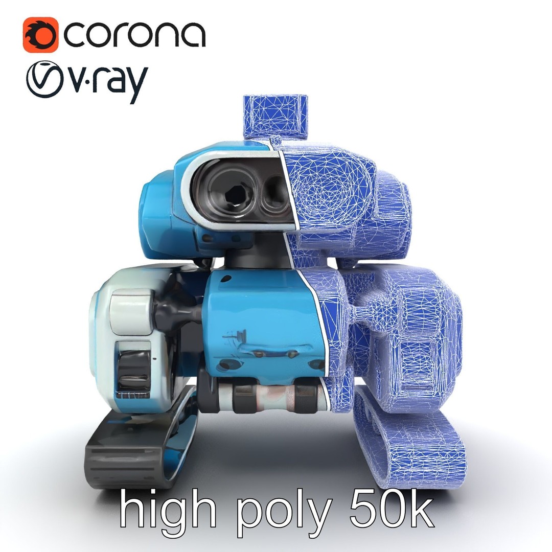 Underwater Maintenance Droid 3D Model – Low Poly Game Asset, FBX - View 24