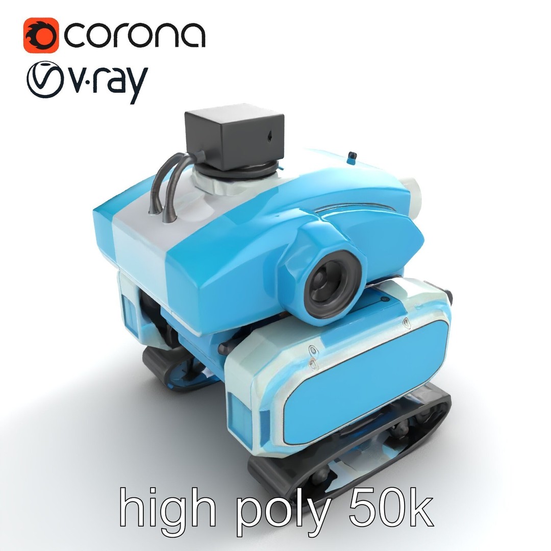 Underwater Maintenance Droid 3D Model – Low Poly Game Asset, FBX - View 25