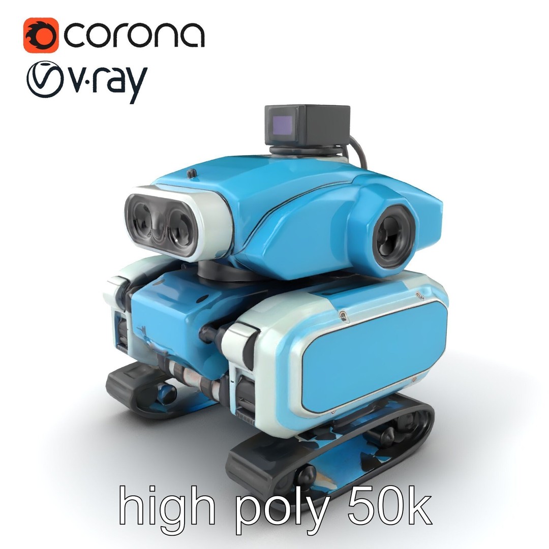 Underwater Maintenance Droid 3D Model – Low Poly Game Asset, FBX - View 3