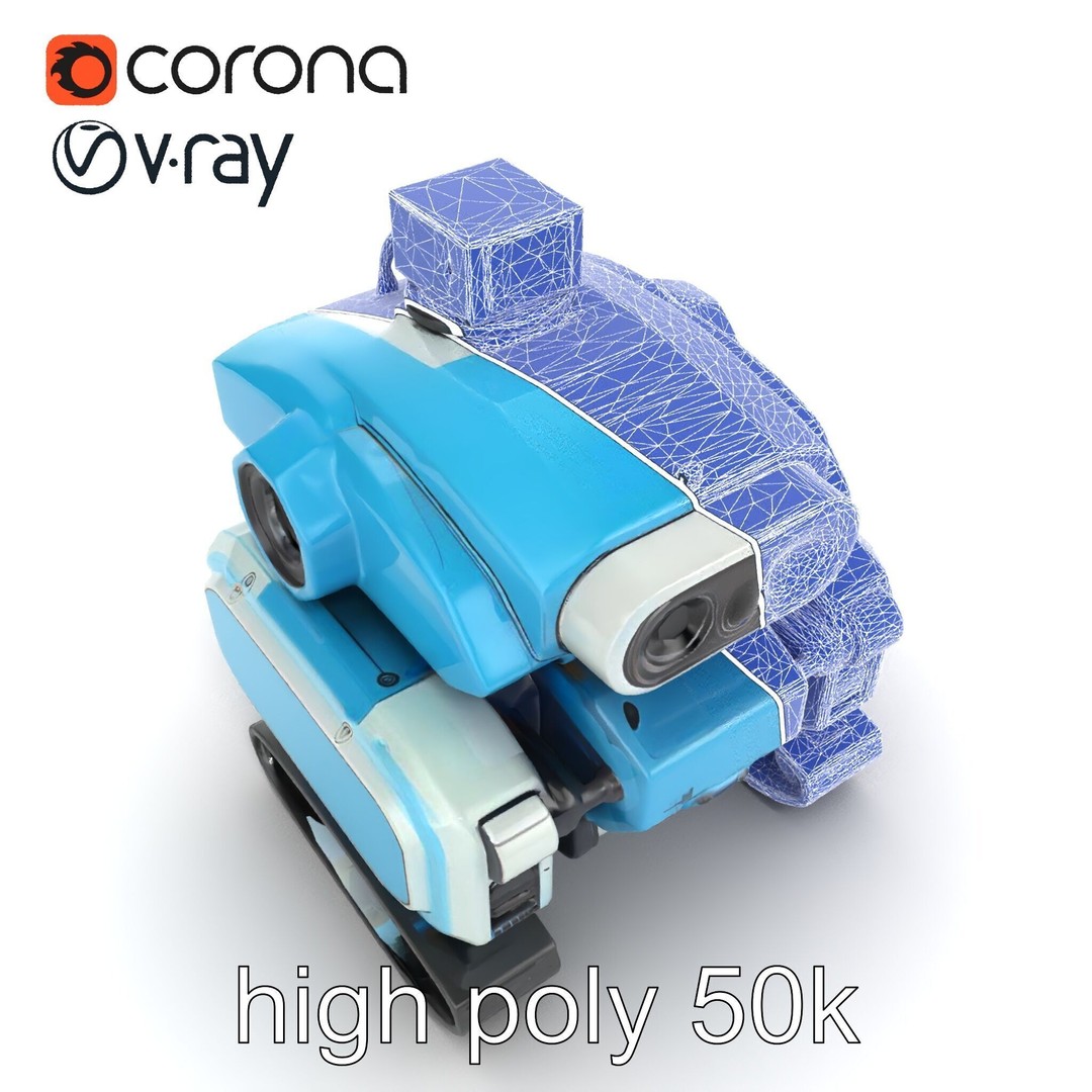 Underwater Maintenance Droid 3D Model – Low Poly Game Asset, FBX - View 30