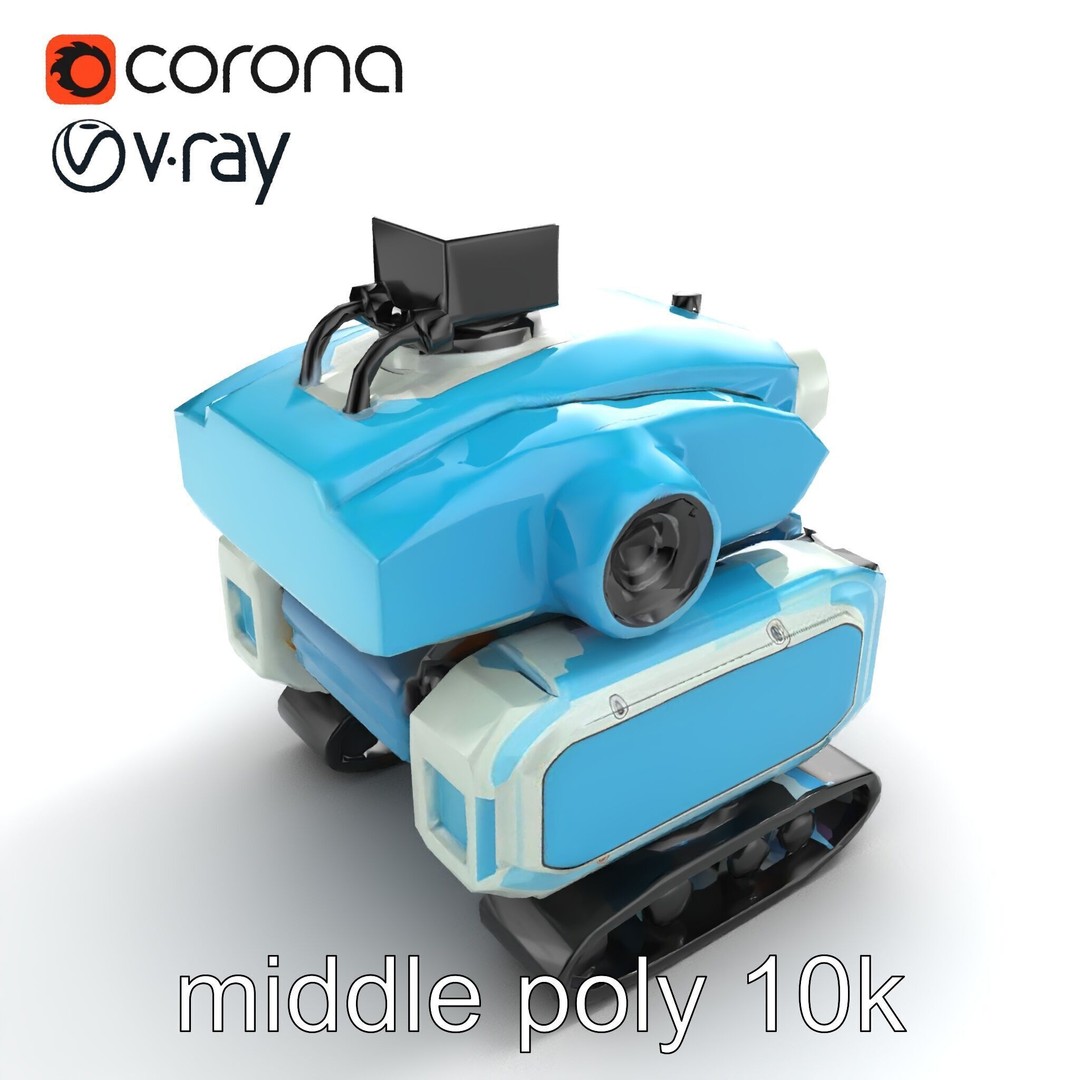 Underwater Maintenance Droid 3D Model – Low Poly Game Asset, FBX - View 9