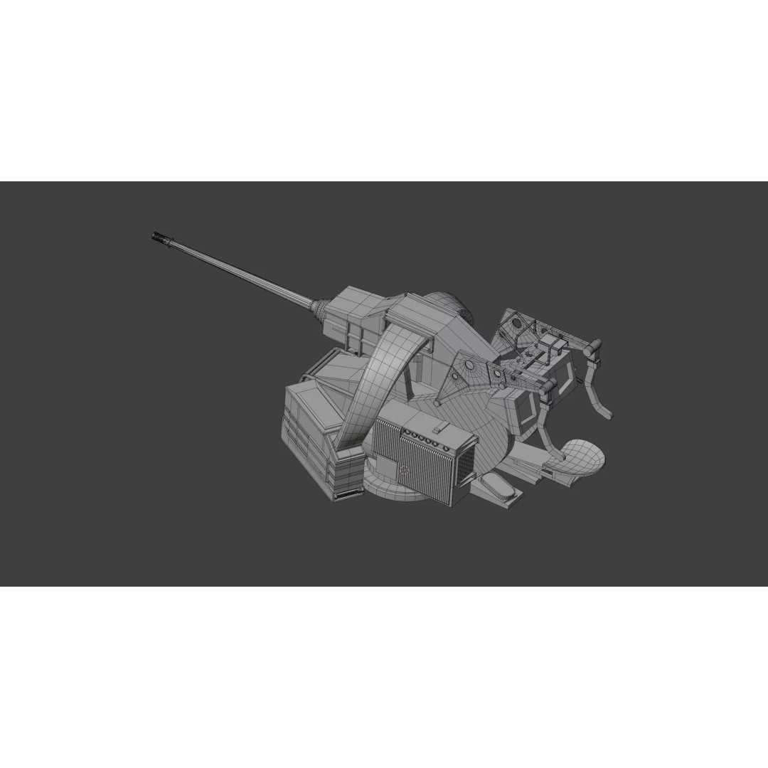 KBA 25 80 Machine Gun System 3D Model – PBR Naval Weapon, Blender, FBX, OBJ - View 10