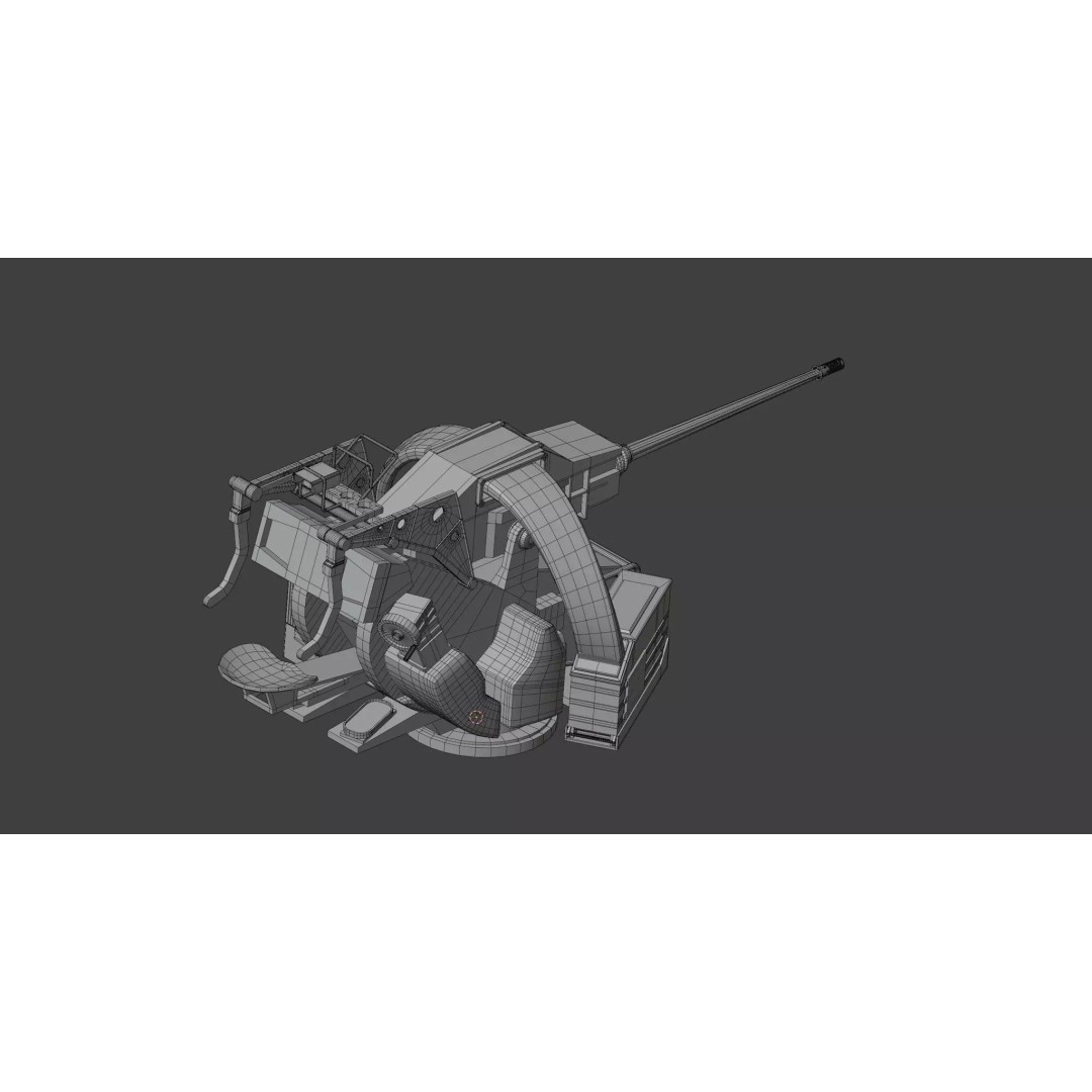 KBA 25 80 Machine Gun System 3D Model – PBR Naval Weapon, Blender, FBX, OBJ - View 11