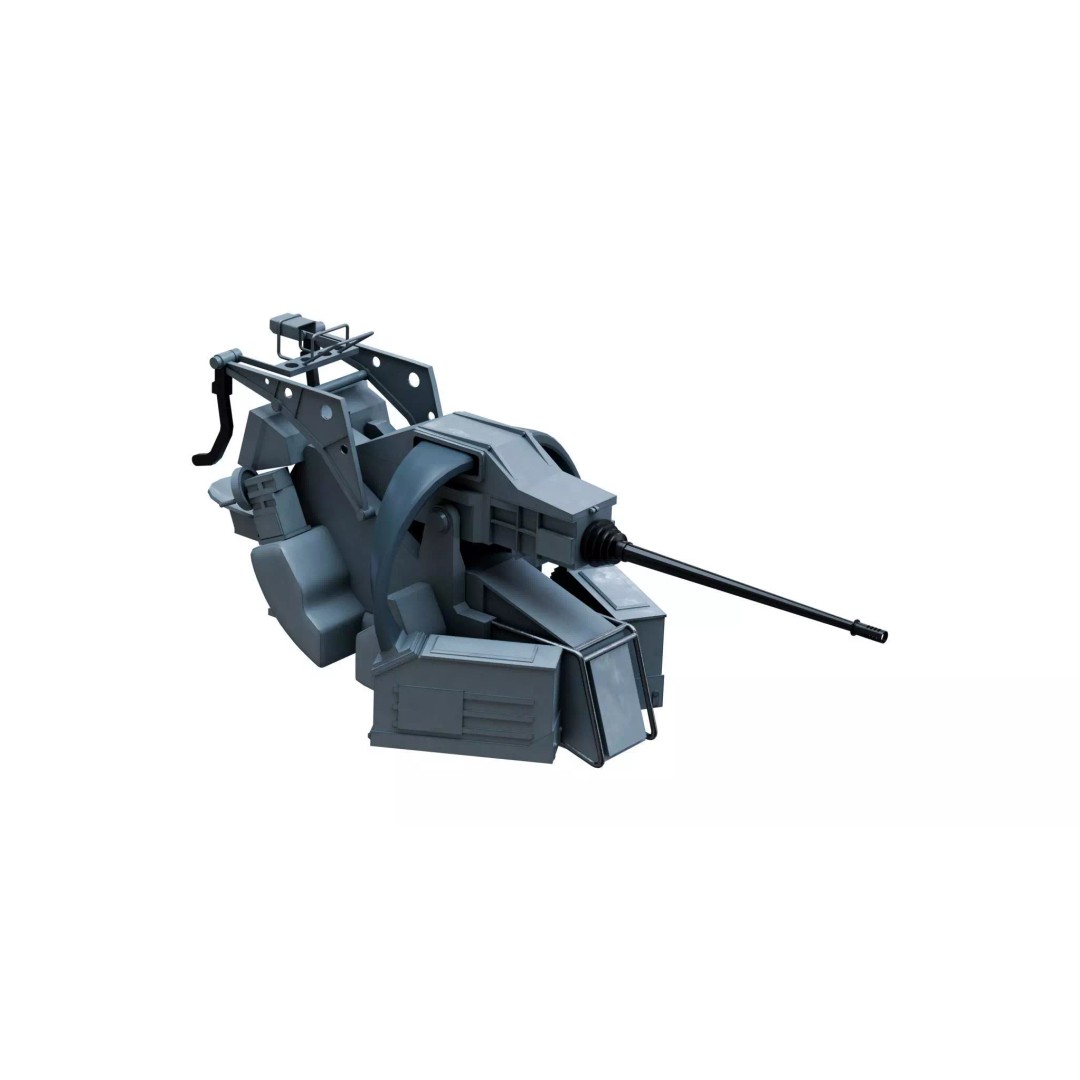 KBA 25 80 Machine Gun System 3D Model – PBR Naval Weapon, Blender, FBX, OBJ - View 2