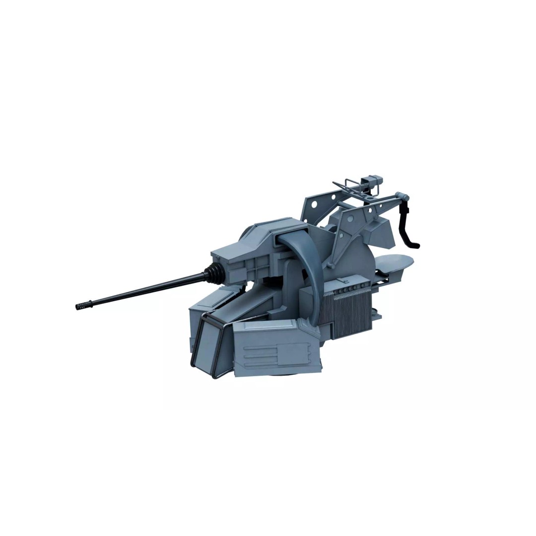 KBA 25 80 Machine Gun System 3D Model – PBR Naval Weapon, Blender, FBX, OBJ - View 3