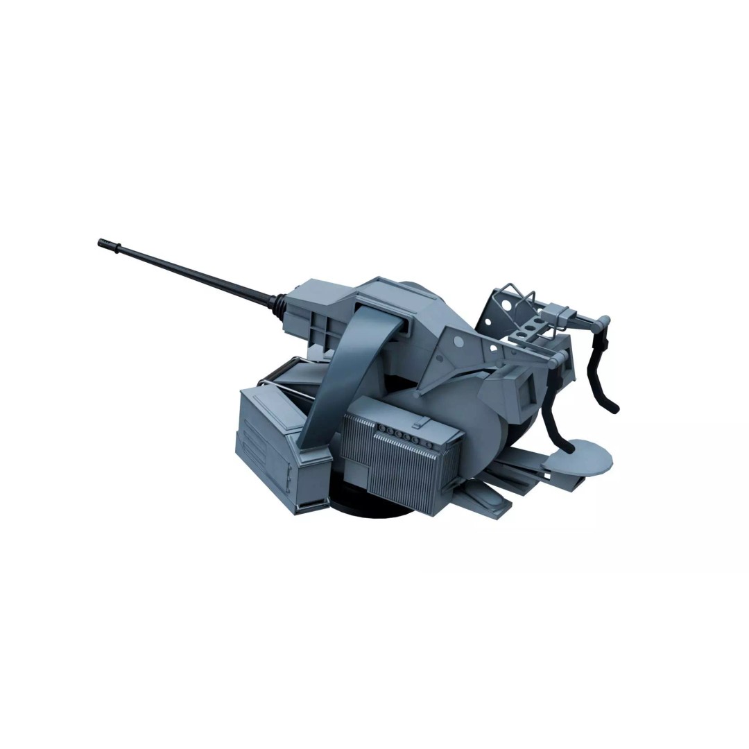 KBA 25 80 Machine Gun System 3D Model – PBR Naval Weapon, Blender, FBX, OBJ - View 4