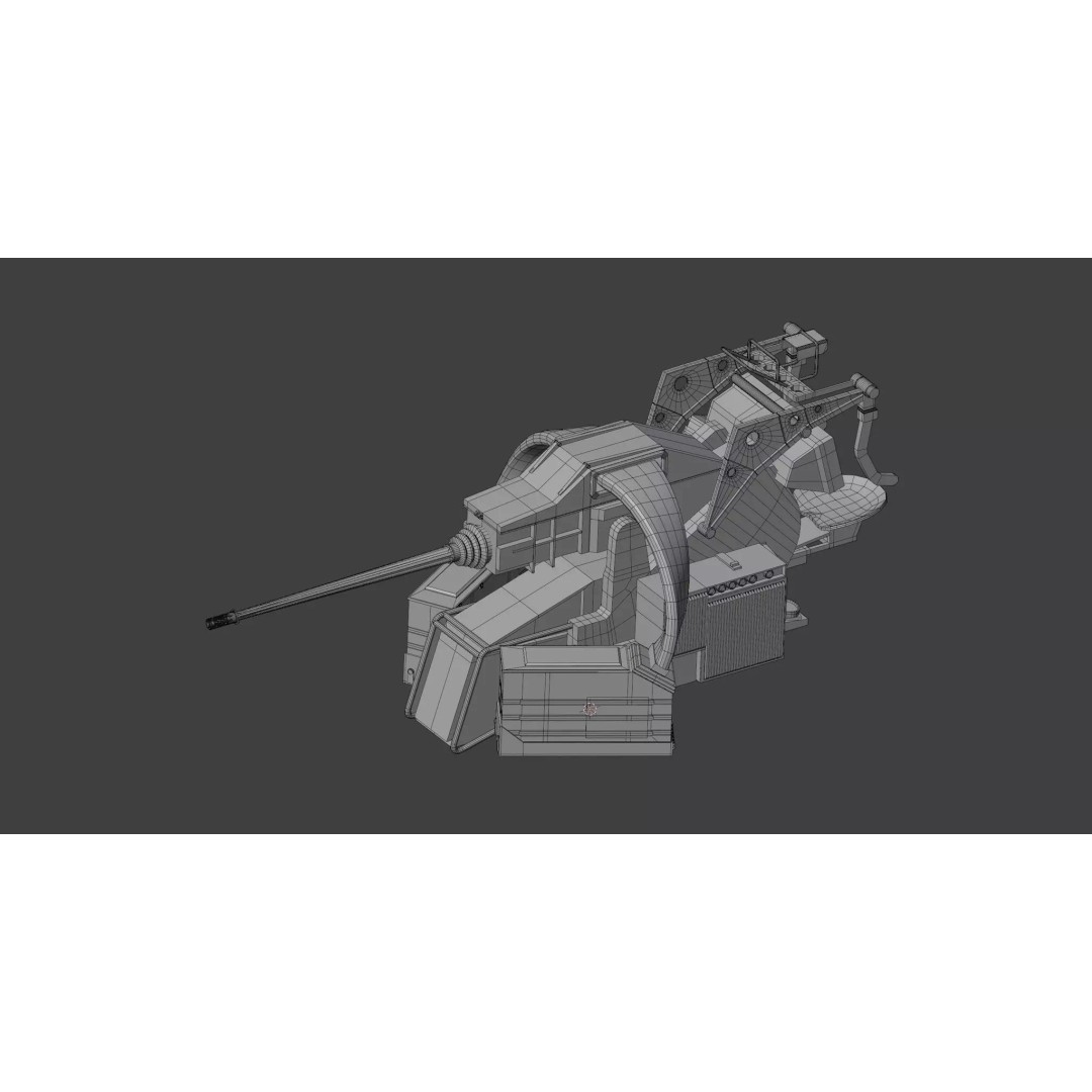 KBA 25 80 Machine Gun System 3D Model – PBR Naval Weapon, Blender, FBX, OBJ - View 9