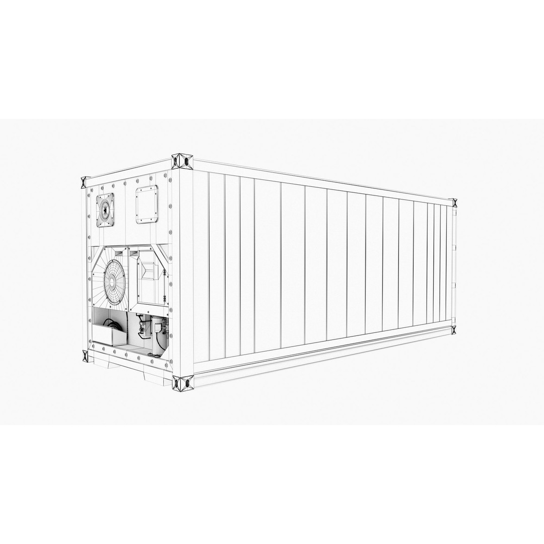 20ft Evergreen Shipping Container Reefer 3D Model – PBR High Cube, FBX - View 15