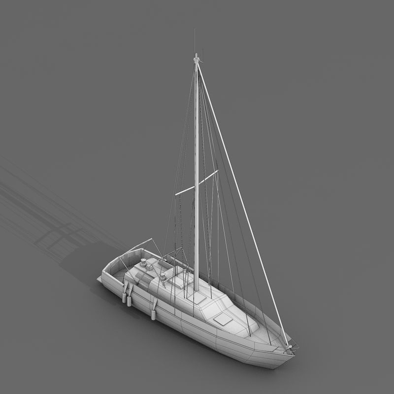 Sailboats 3D Model – Low Poly Watercraft Collection, FBX, Game Ready - View 10