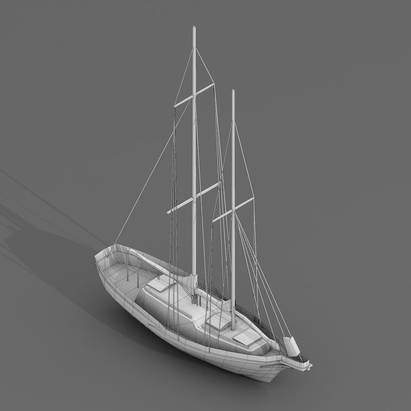 Sailboats 3D Model – Low Poly Watercraft Collection, FBX, Game Ready - View 11