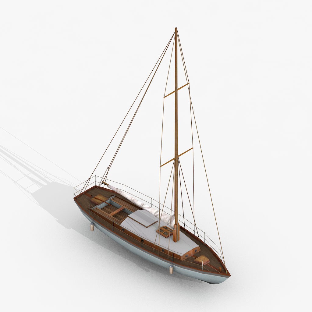 Sailboats 3D Model – Low Poly Watercraft Collection, FBX, Game Ready - View 14