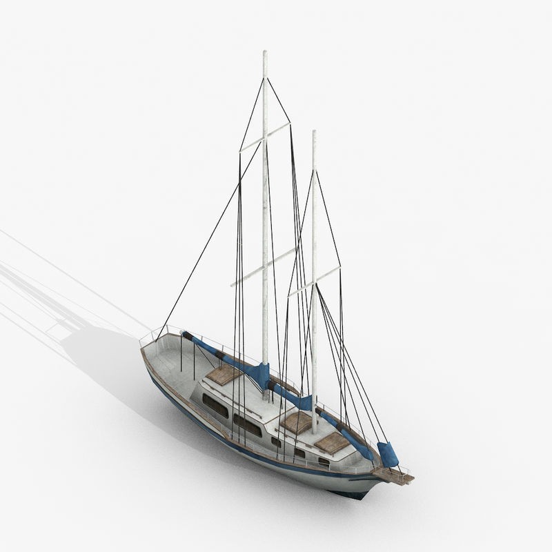 Sailboats 3D Model – Low Poly Watercraft Collection, FBX, Game Ready - View 19