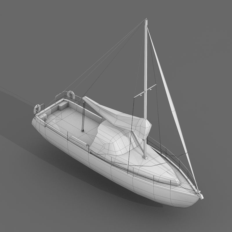 Sailboats 3D Model – Low Poly Watercraft Collection, FBX, Game Ready - View 5