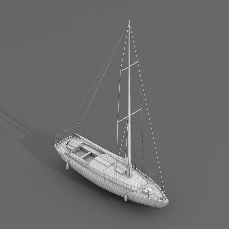 Sailboats 3D Model – Low Poly Watercraft Collection, FBX, Game Ready - View 6