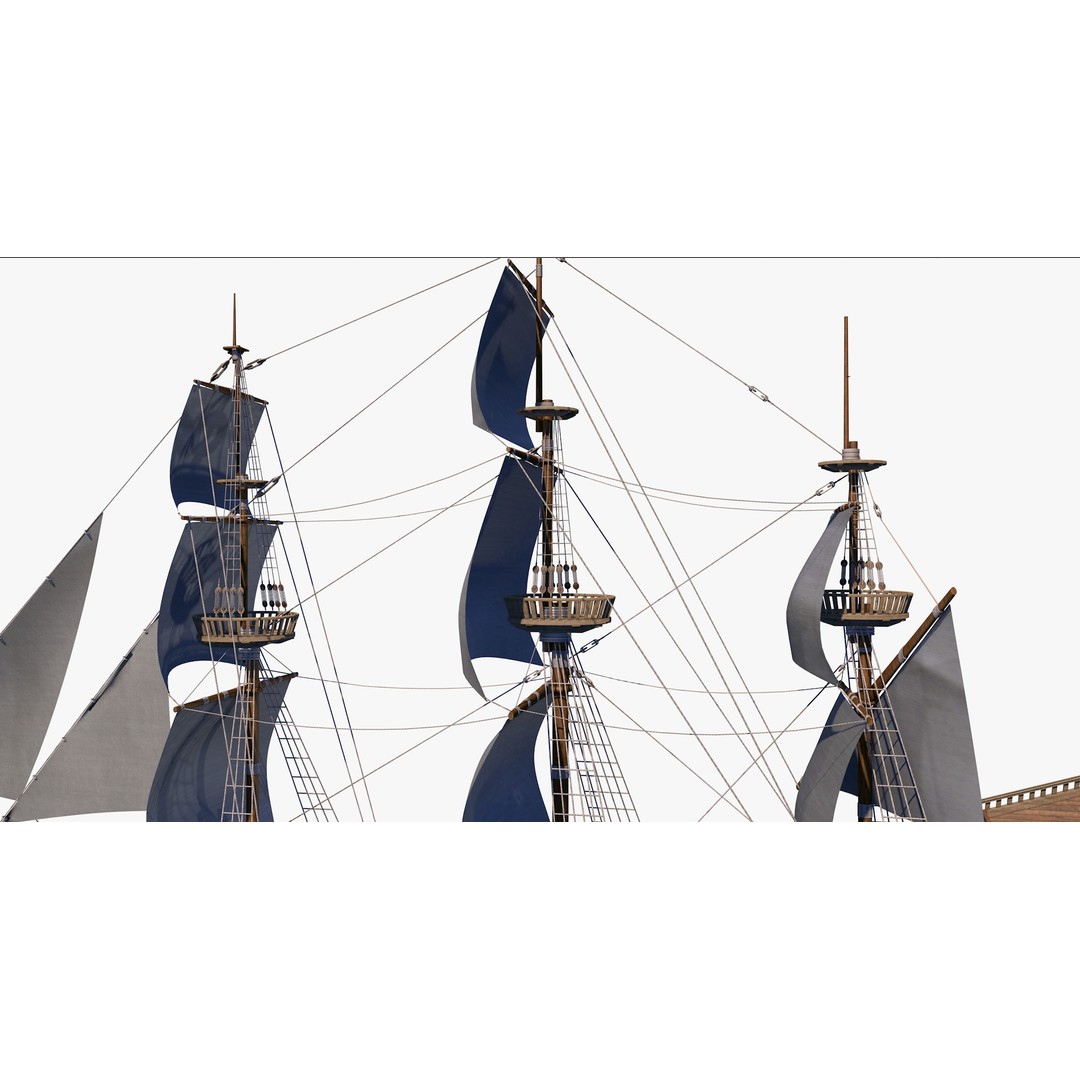 Galeon Pirate Ship 3D Model – Historic Watercraft, PBR Textures, Game Ready - View 20