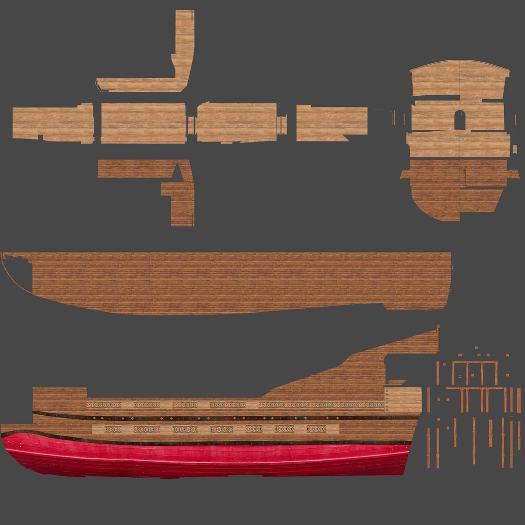 Galeon Pirate Ship 3D Model – Historic Watercraft, PBR Textures, Game Ready - View 39