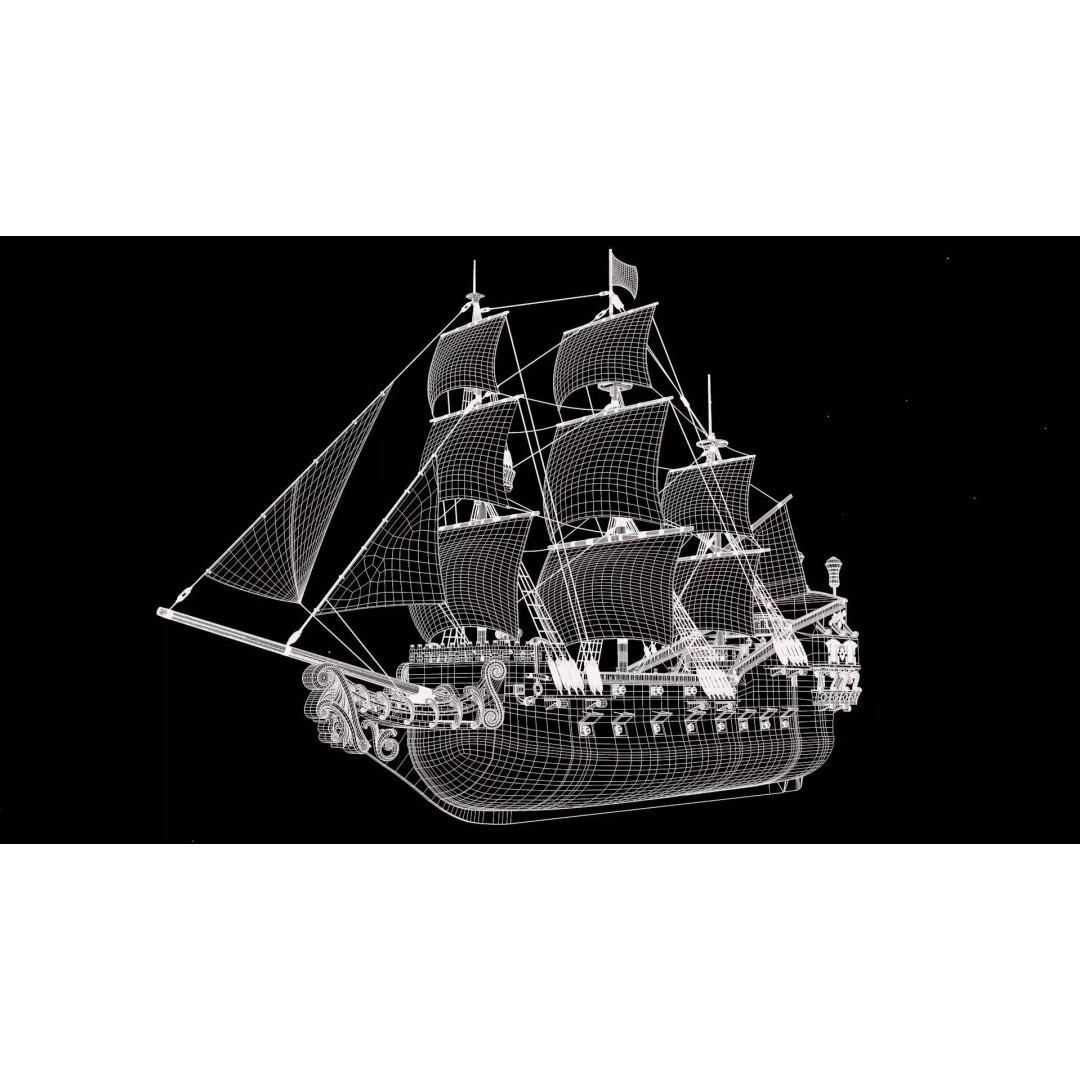 Galeon Pirate Ship 3D Model – Historic Watercraft, PBR Textures, Game Ready - View 40