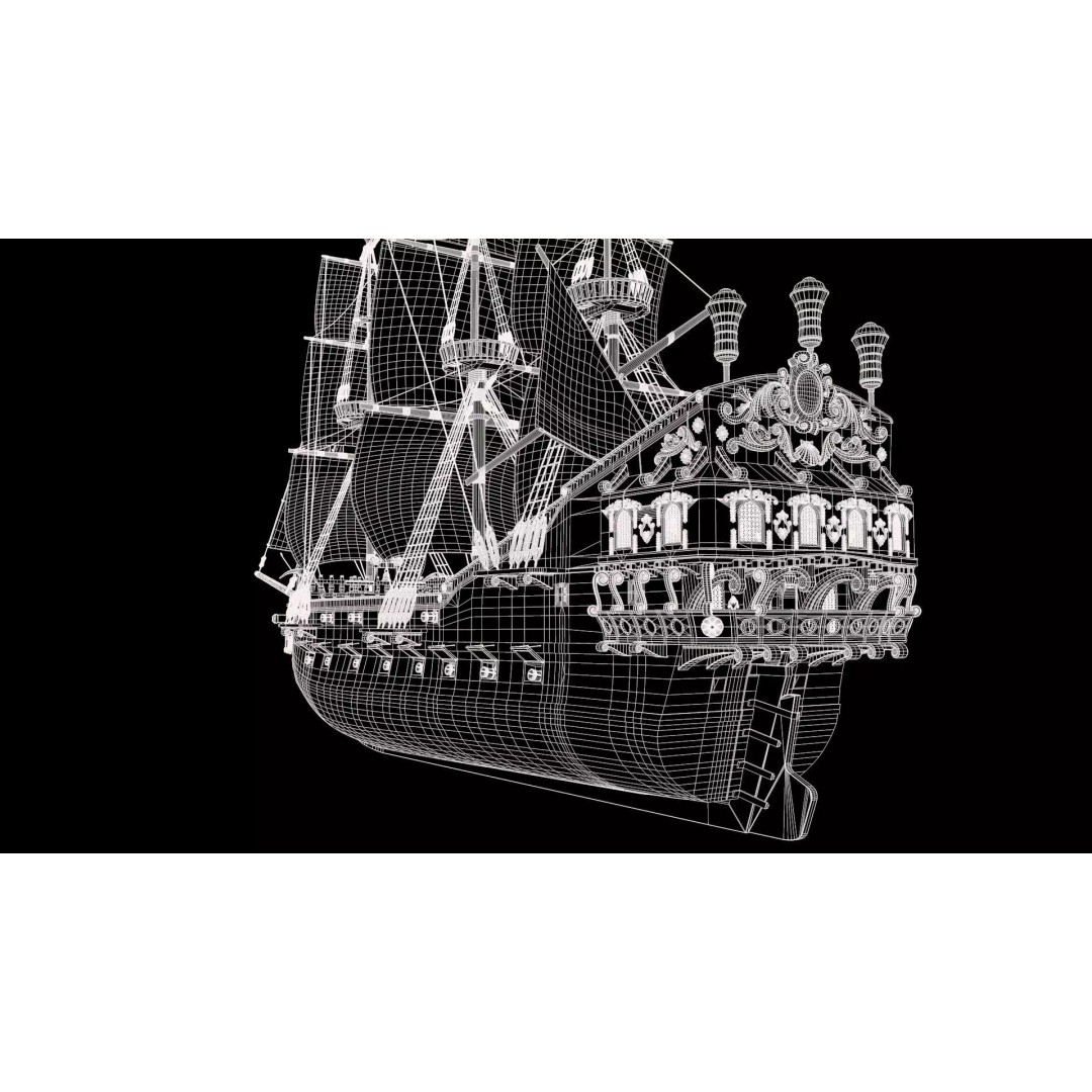 Galeon Pirate Ship 3D Model – Historic Watercraft, PBR Textures, Game Ready - View 41