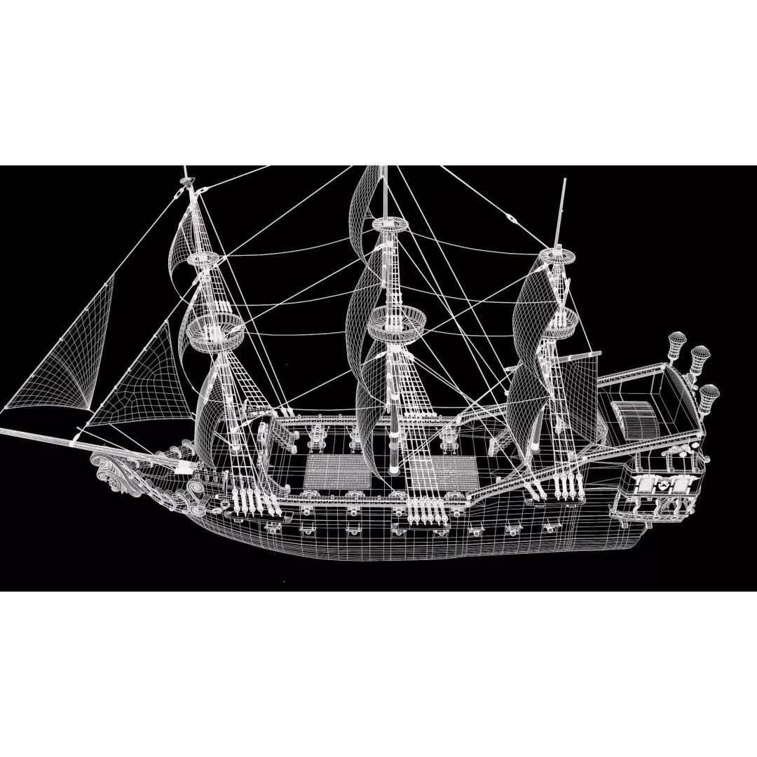 Galeon Pirate Ship 3D Model – Historic Watercraft, PBR Textures, Game Ready - View 42