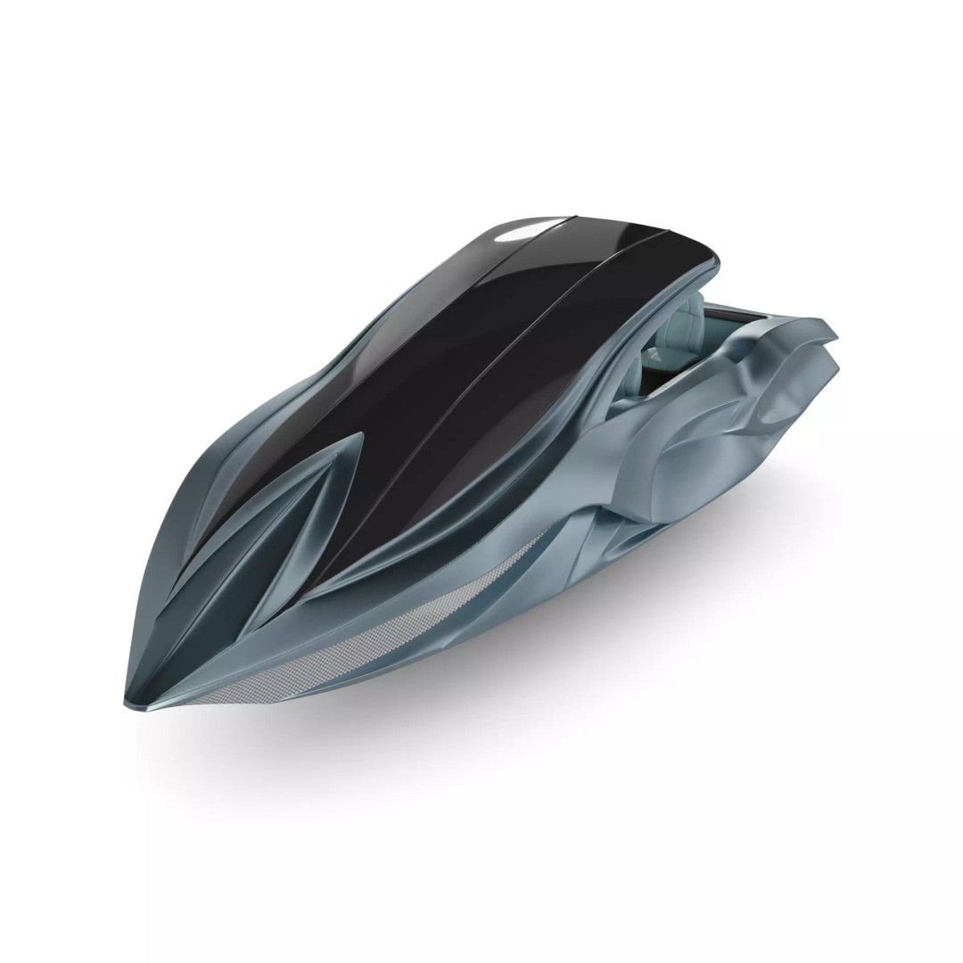 Futuristic Motorboat 3D Model – Low Poly Watercraft, FBX