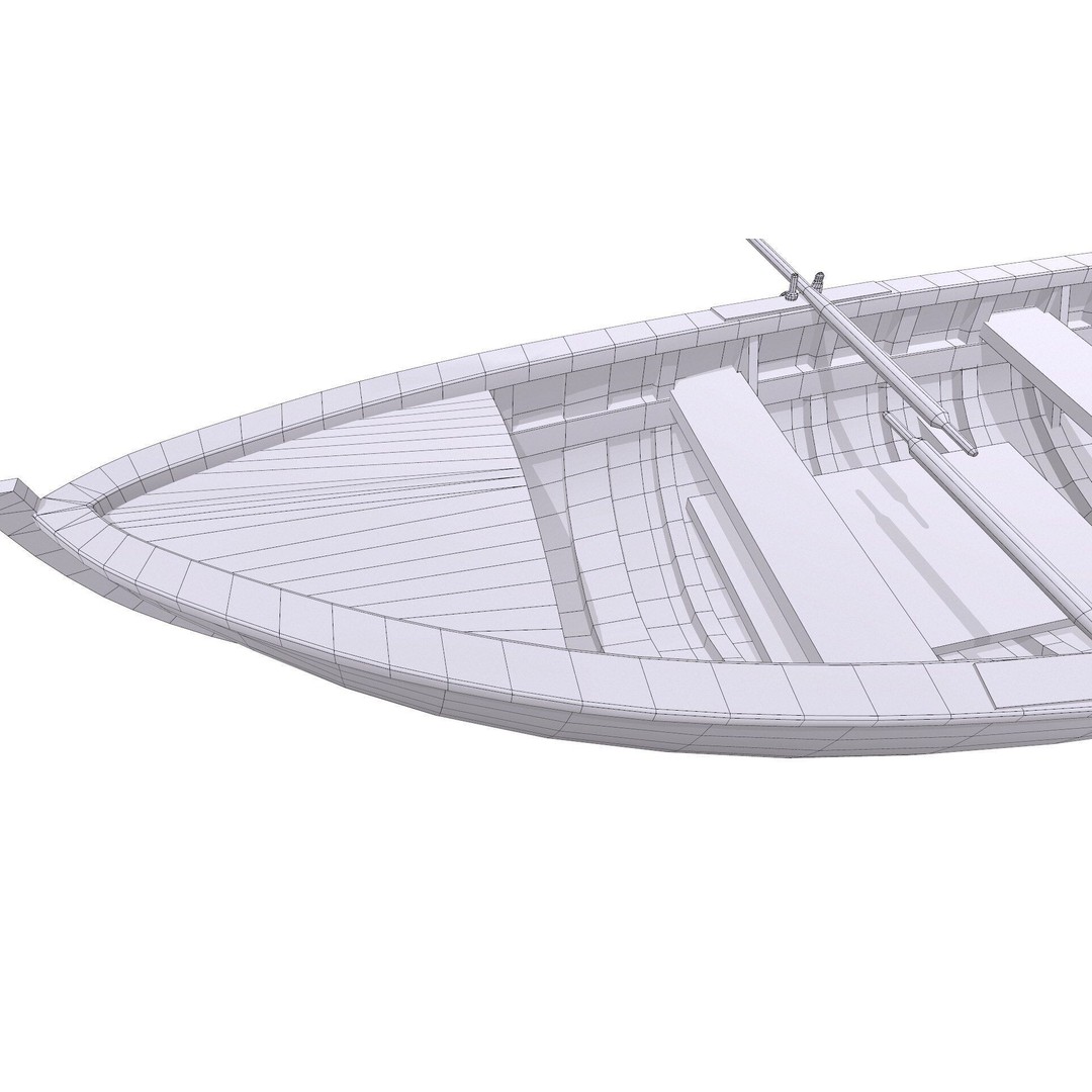 Old Wooden Motorboat 3D Model – Low Poly PBR Game Asset, FBX, OBJ