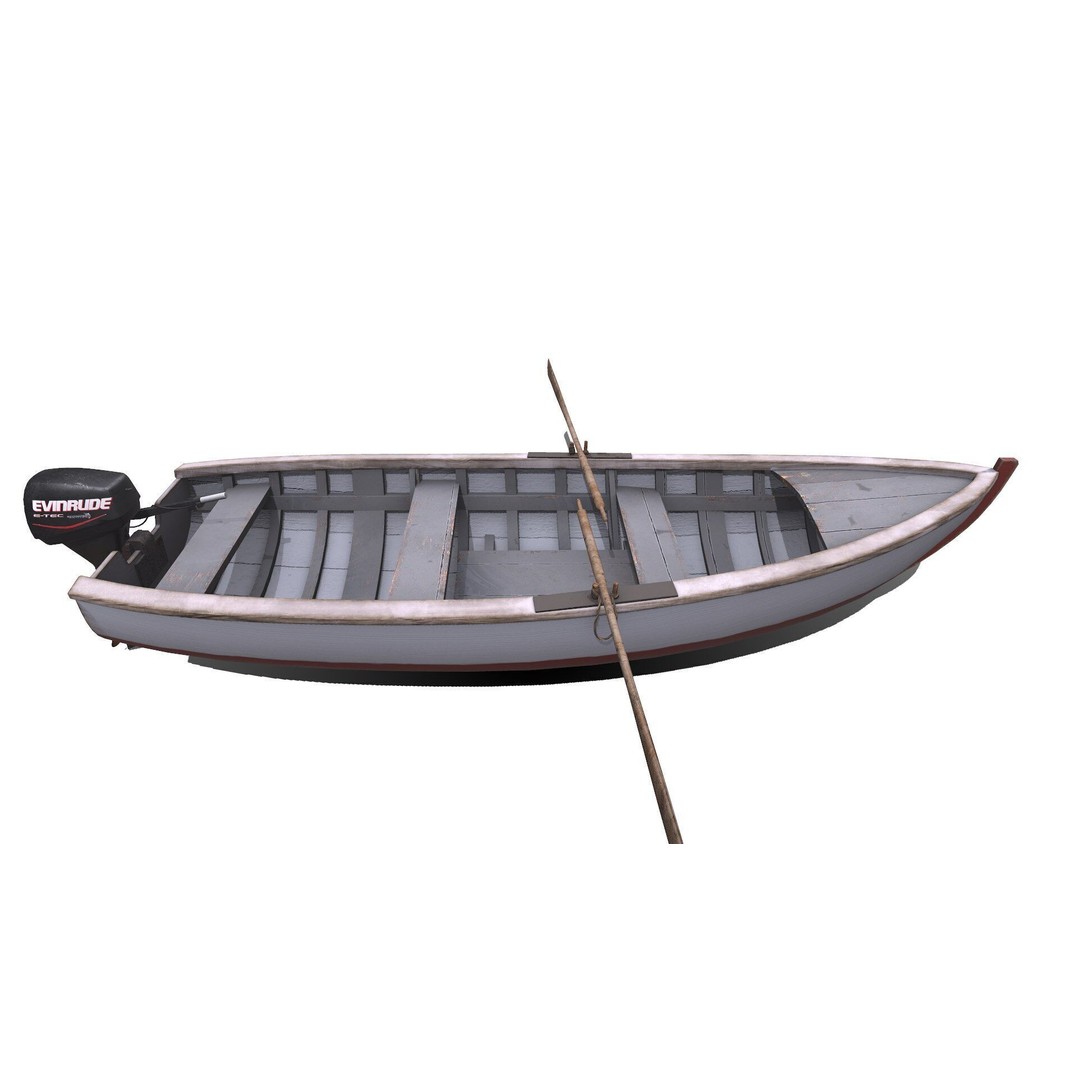 Old Wooden Motorboat 3D Model – Low Poly PBR Game Asset, FBX, OBJ - View 10