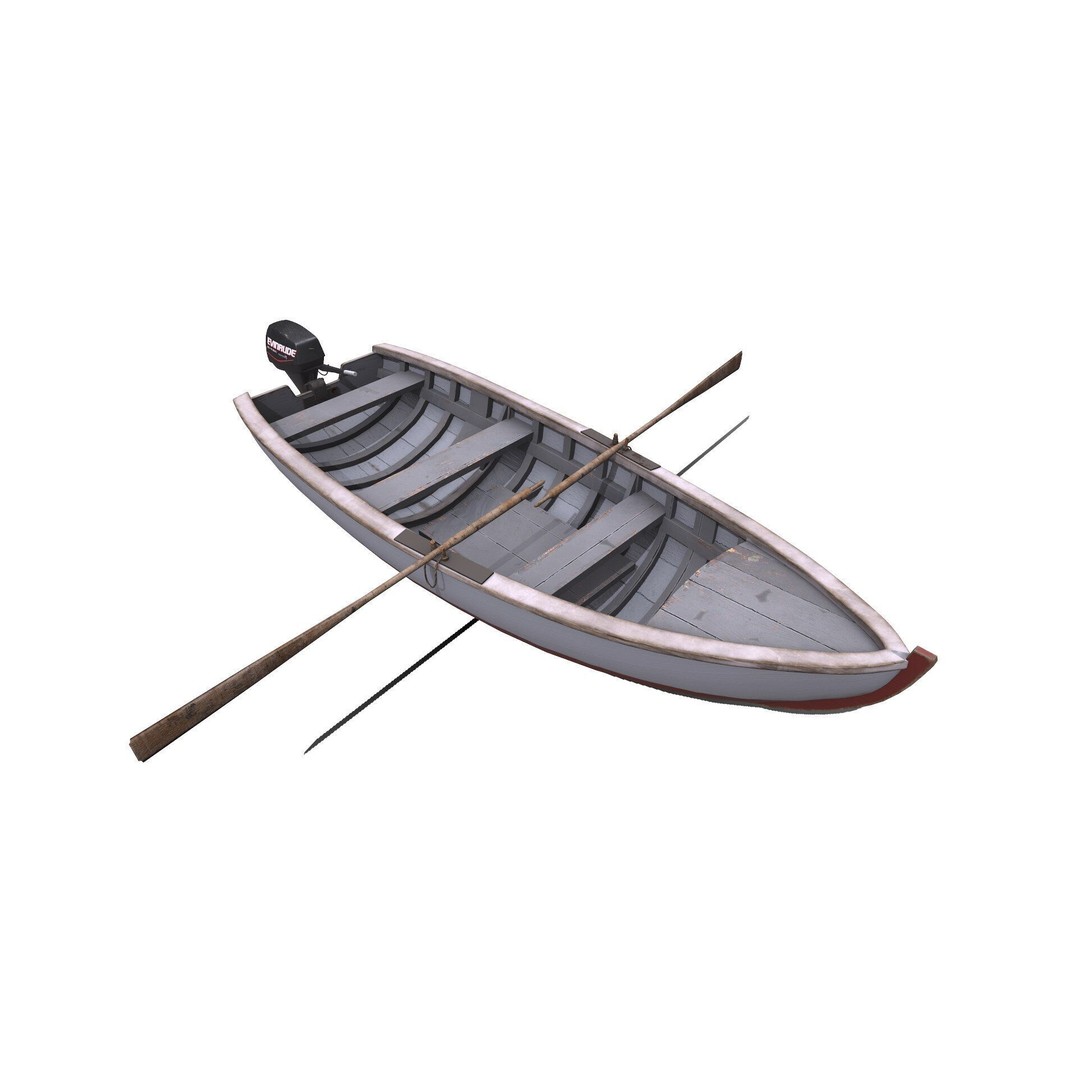Old Wooden Motorboat 3D Model – Low Poly PBR Game Asset, FBX, OBJ - View 12