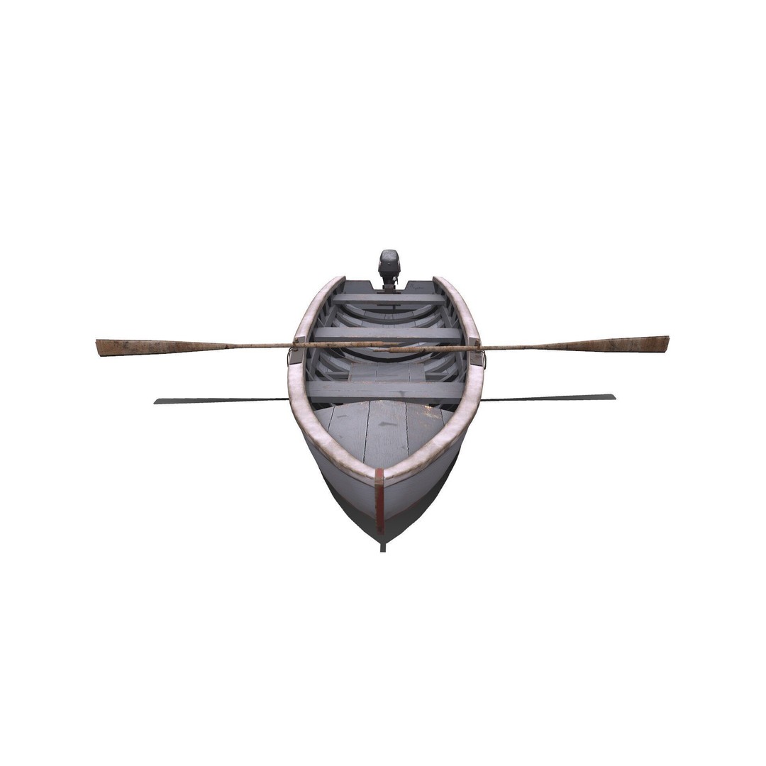 Old Wooden Motorboat 3D Model – Low Poly PBR Game Asset, FBX, OBJ - View 13